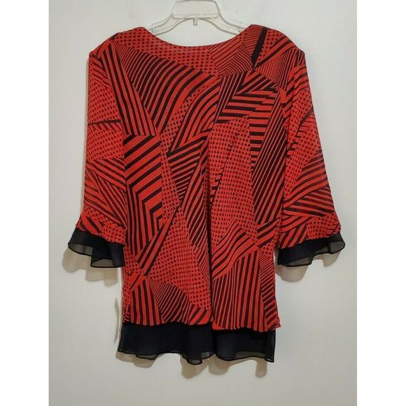 Vintage Wall St Women's 3/4 Bell Sleeve Blouse - Picture 2 of 3